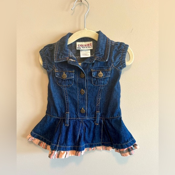 Vintage Carters Denim Top with Ruffles, Size 3-6 mo - Picture 1 of 7